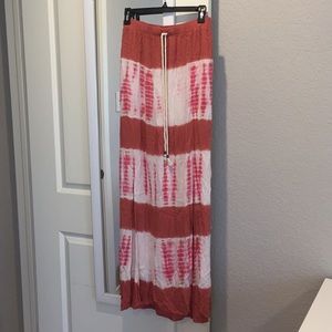 Tye Dye peach and white maxi skirt